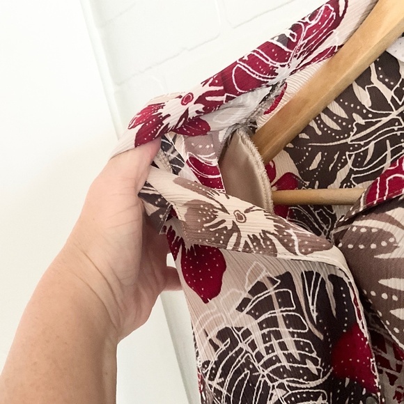 Vintage Button down shirt Alia Aloha Hawaii Tropical Cream Oatmeal Red wine 18 - Picture 4 of 9